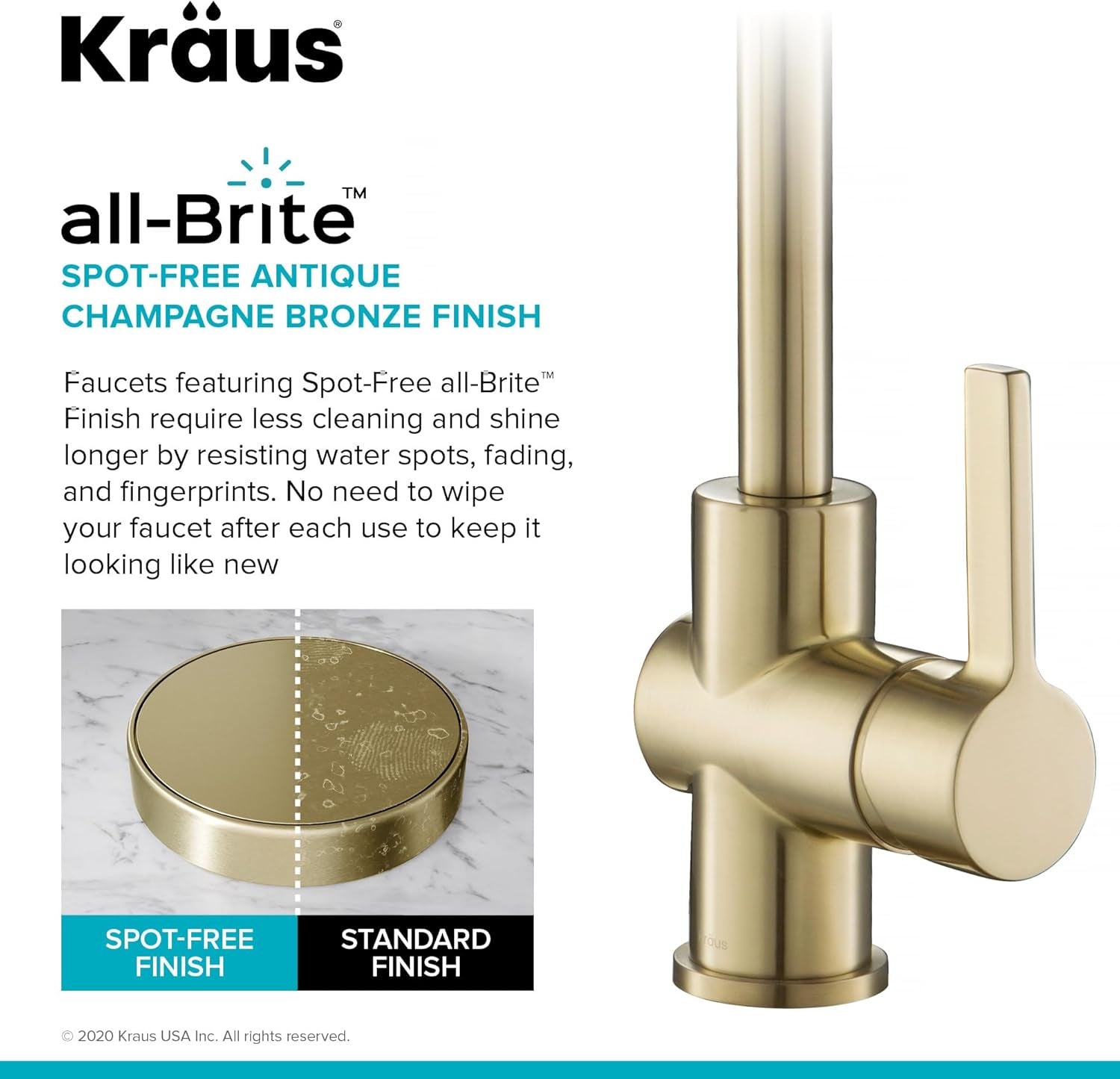 Britt Commercial Style Kitchen Faucet in Spot Free Antique Champagne Bronze, KPF-1690SFACB