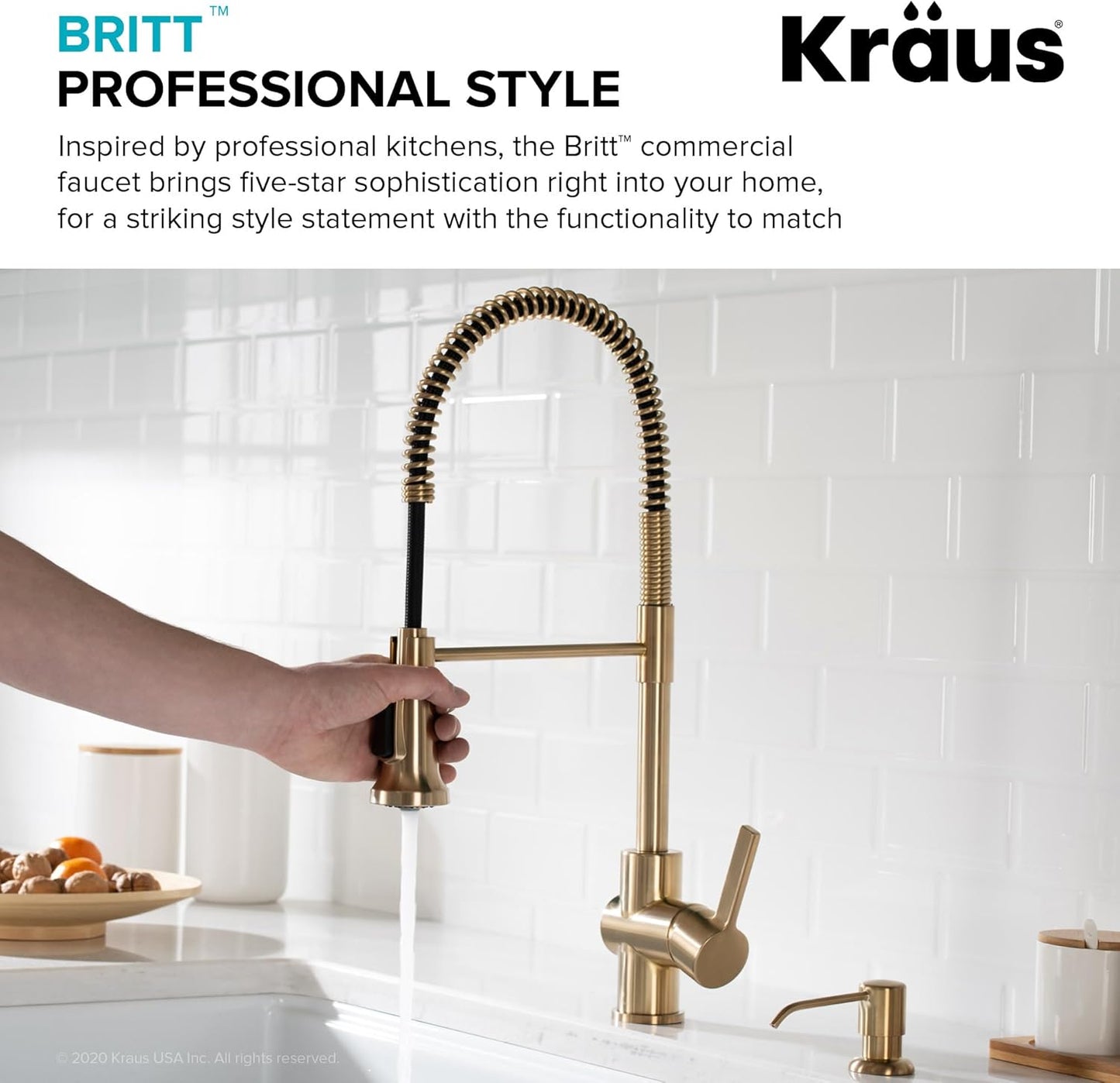 Britt Commercial Style Kitchen Faucet in Spot Free Antique Champagne Bronze, KPF-1690SFACB