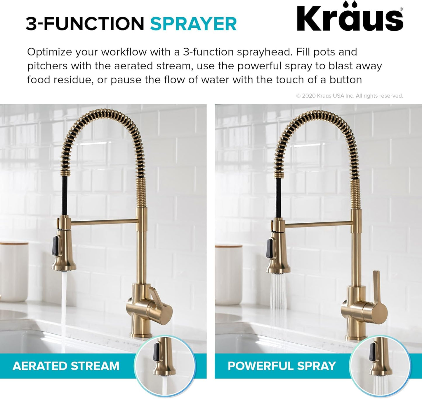 Britt Commercial Style Kitchen Faucet in Spot Free Antique Champagne Bronze, KPF-1690SFACB